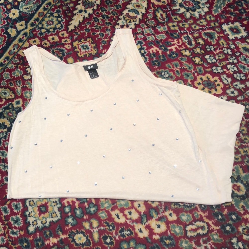 EUC H&M Light Pink Tank Top with Silver Gems